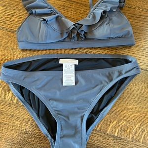 Michael Kors dark gray size small ruffled bikini. Excellent condition worn once